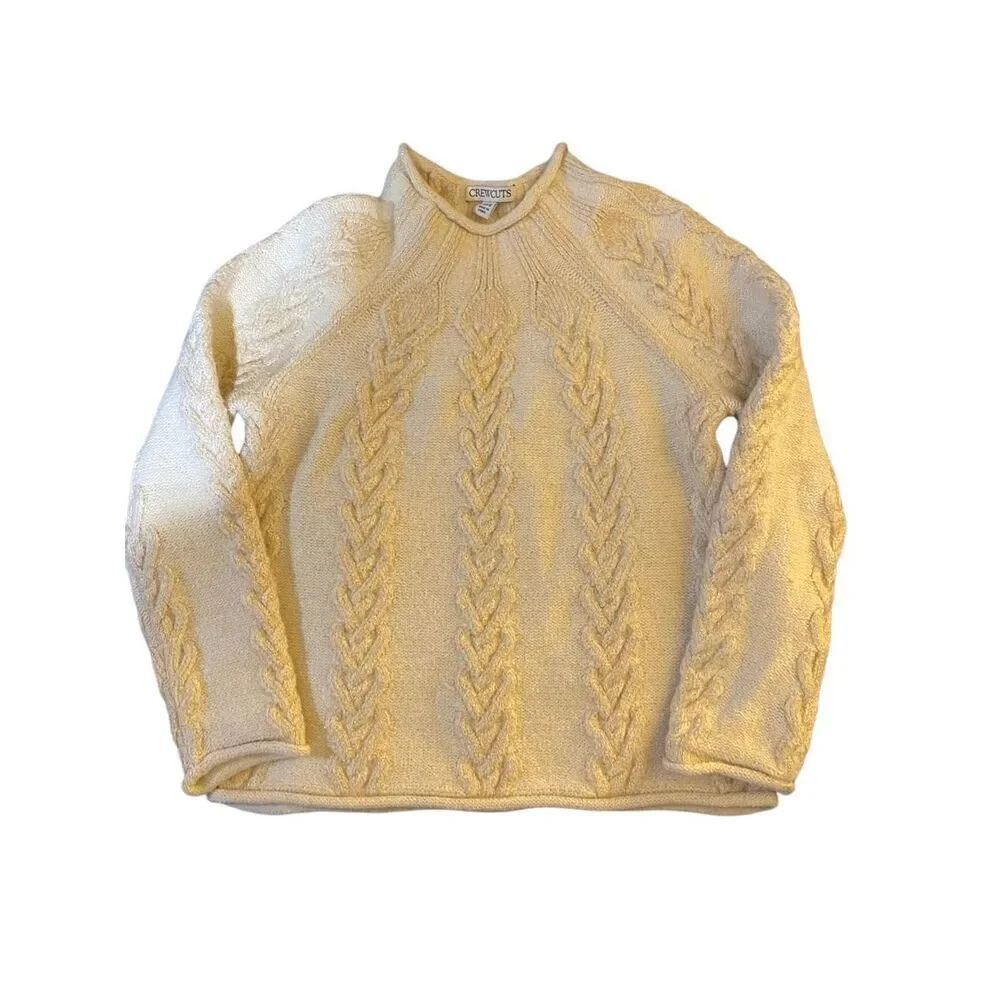 Crewcuts girls, crewneck textured cableknit gold threading sweater S/4/5
